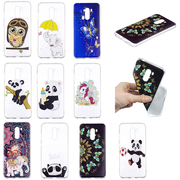 Pattern Printing Soft TPU Case for Xiaomi Pocophone F1 / Poco F1 (India) - Gold and Blue Butterflies-6