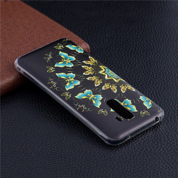 Pattern Printing Soft TPU Case for Xiaomi Pocophone F1 / Poco F1 (India) - Gold and Blue Butterflies-8