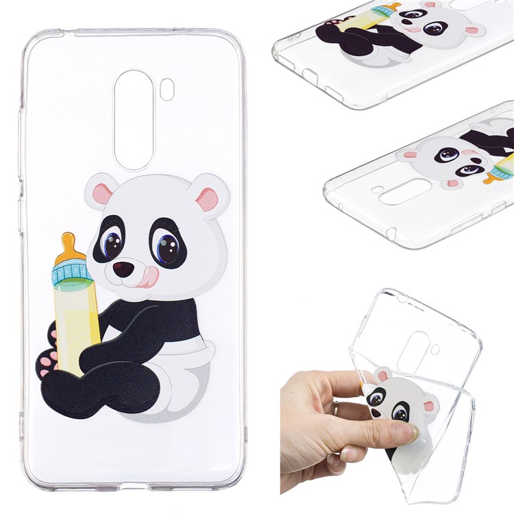 Pattern Printing Soft TPU Mobile Phone Case for Xiaomi Pocophone F1 / Poco F1 (India) - Panda Baby-1