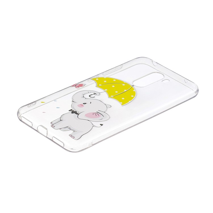 Pattern Printing Soft TPU Cell Phone Cover for Xiaomi Pocophone F1 / Poco F1 (India) - Little Elephant with Umbrella-3