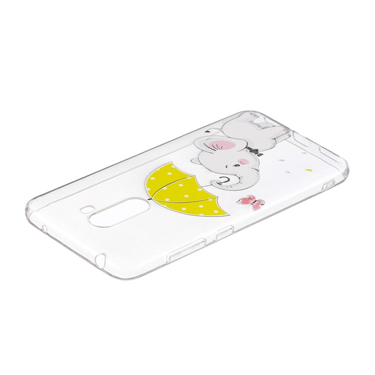 Pattern Printing Soft TPU Cell Phone Cover for Xiaomi Pocophone F1 / Poco F1 (India) - Little Elephant with Umbrella-4