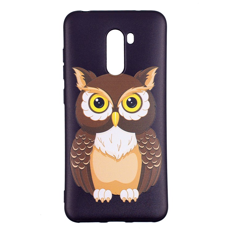 Pattern Printing Embossment Soft TPU Case for Xiaomi Pocophone F1 / Poco F1 (India) - Brown Owl-2