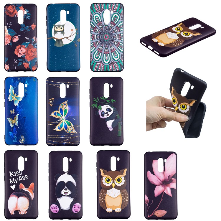 Pattern Printing Embossment Soft TPU Case for Xiaomi Pocophone F1 / Poco F1 (India) - Brown Owl-6