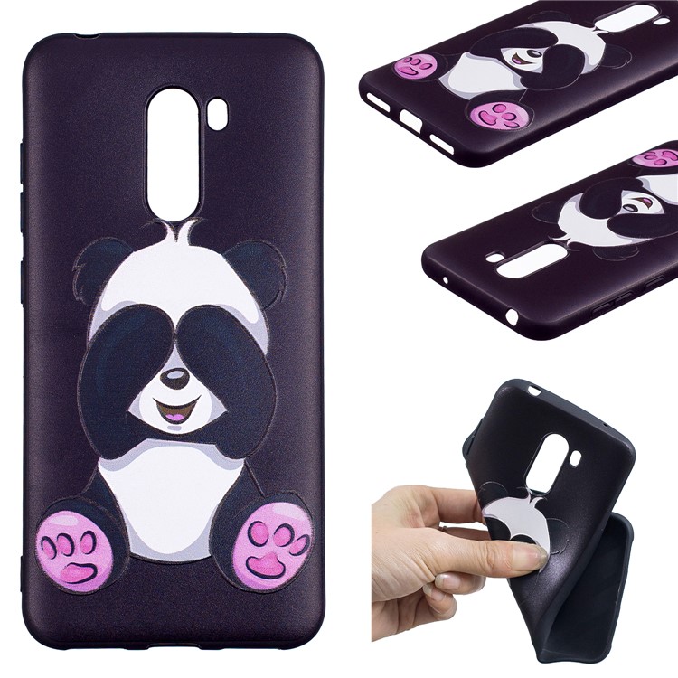 Pattern Printing Embossment Soft TPU Cover for Xiaomi Pocophone F1 / Poco F1 (India) - Cute Panda-1