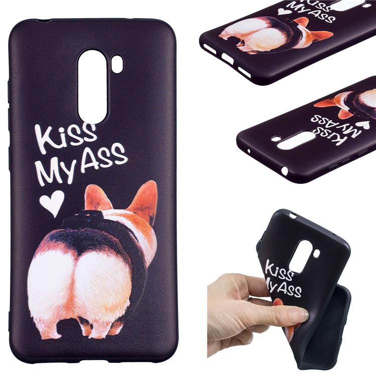 Pattern Printing Embossment Soft TPU Shell for Xiaomi Pocophone F1 / Poco F1 (India) - Kiss My Ass-1
