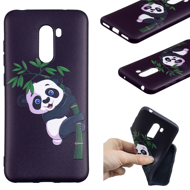 Pattern Printing Embossment Soft TPU Casing for Xiaomi Pocophone F1 / Poco F1 (India) - Panda Pattern-1