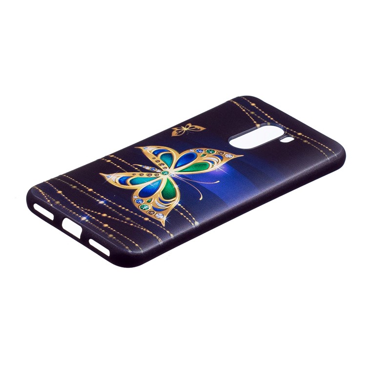Pattern Printing Embossment Soft TPU Mobile Phone Case for Xiaomi Pocophone F1 / Poco F1 (India) - Colorized Butterfly-3