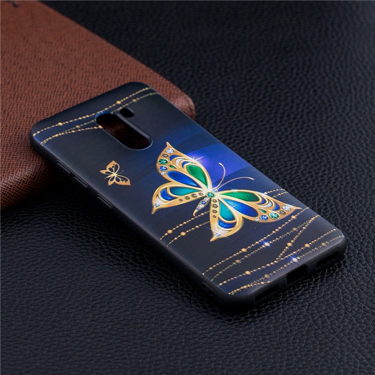 Pattern Printing Embossment Soft TPU Mobile Phone Case for Xiaomi Pocophone F1 / Poco F1 (India) - Colorized Butterfly-6