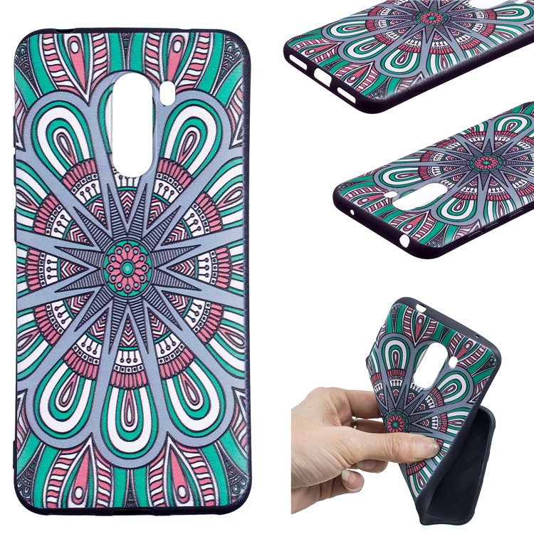 Pattern Printing Embossment Soft TPU Mobile Phone Cover for Xiaomi Pocophone F1 / Poco F1 (India) - Symmetric Pattern-1