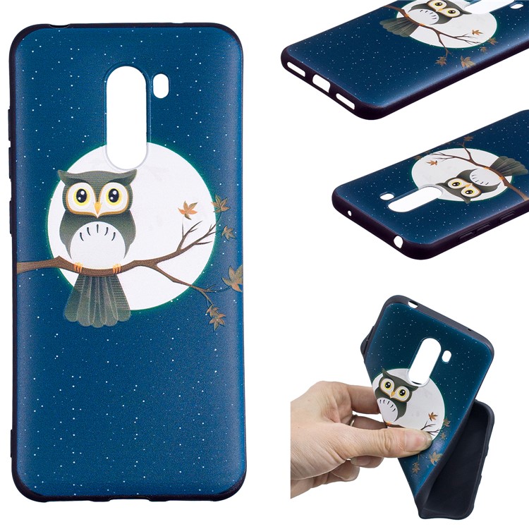 Pattern Printing Embossment Soft TPU Cell Phone Cover for Xiaomi Pocophone F1 / Poco F1 (India) - Owl on Branch-1