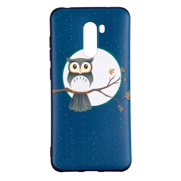Pattern Printing Embossment Soft TPU Cell Phone Cover for Xiaomi Pocophone F1 / Poco F1 (India) - Owl on Branch-2