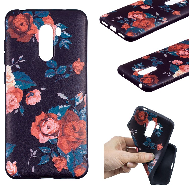 Pattern Printing Embossment Soft TPU Back Case for Xiaomi Pocophone F1 / Poco F1 (India) - Vivid Flowers-1