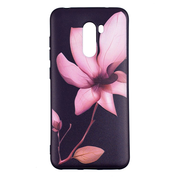 Copertina Stampata In Rilievo TPU Soft Cover Posteriore Per Pony F1 Xiaomi / Poco F1 (india) - Fiore Rosa-2