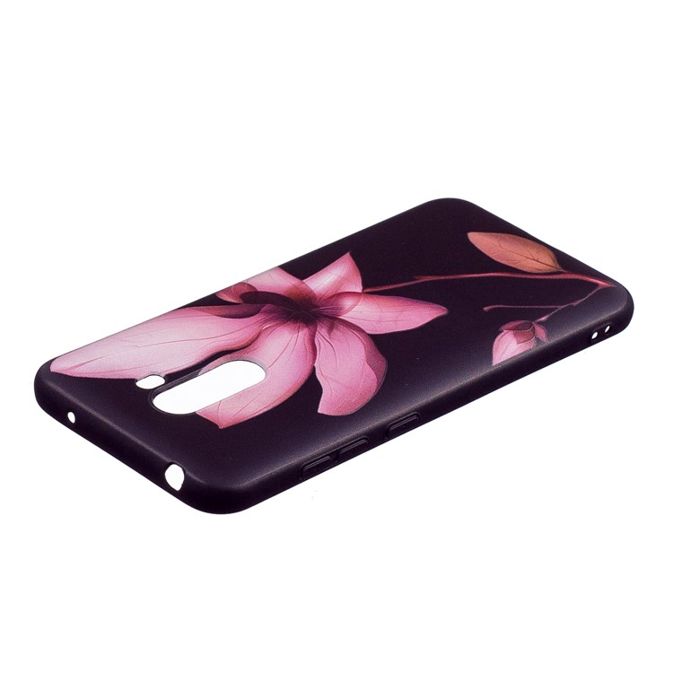 Copertina Stampata In Rilievo TPU Soft Cover Posteriore Per Pony F1 Xiaomi / Poco F1 (india) - Fiore Rosa-4