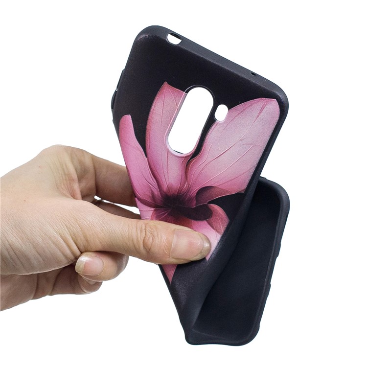 Copertina Stampata In Rilievo TPU Soft Cover Posteriore Per Pony F1 Xiaomi / Poco F1 (india) - Fiore Rosa-5