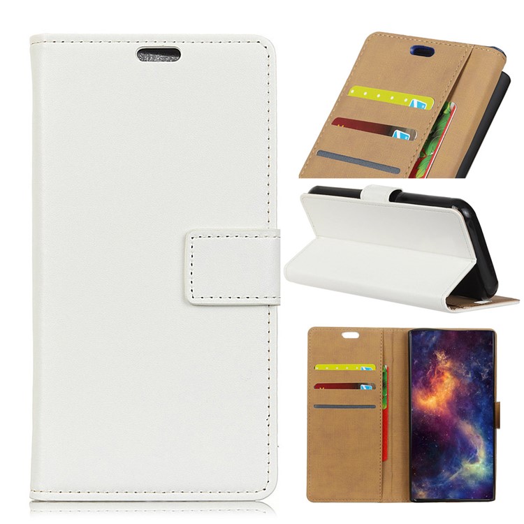 PU Leather Cover Stand Wallet Phone Case for Xiaomi Redmi note6 Pro - White-1