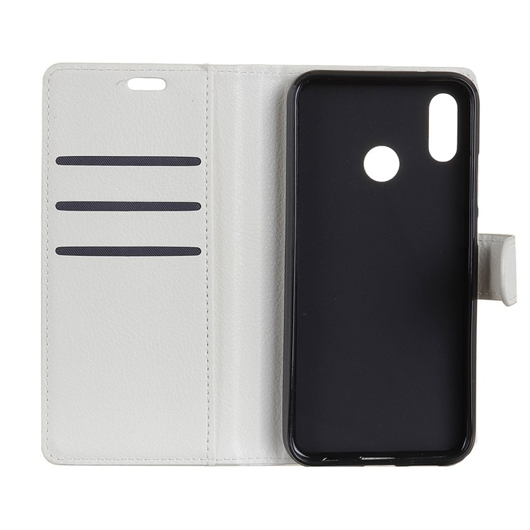 Litchi Skin Leather Cover for Xiaomi Redmi note6 Pro Stand Wallet Phone Case - White-3