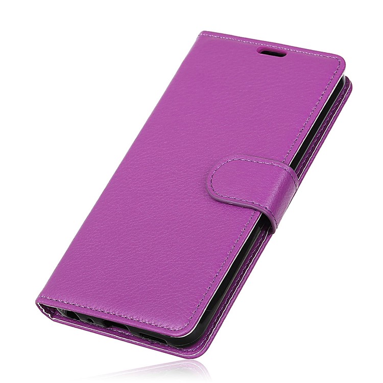 Litchi Skin Leather Flip Phone Cover for Xiaomi Redmi note6 Pro Stand Wallet Case - Purple-6
