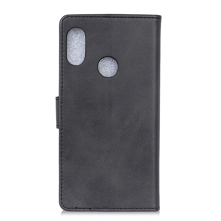 Matte Leather Case Stand Wallet Phone Cover for Xiaomi Redmi Note 6 - Black-3