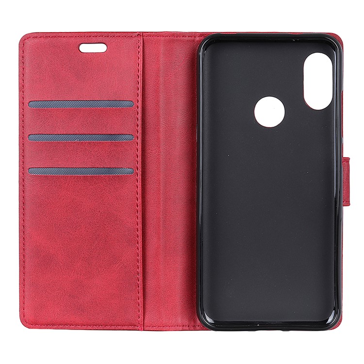 Matte Leather Flip Cover Stand Wallet Phone Case for Xiaomi Redmi note6 Pro - Red-4