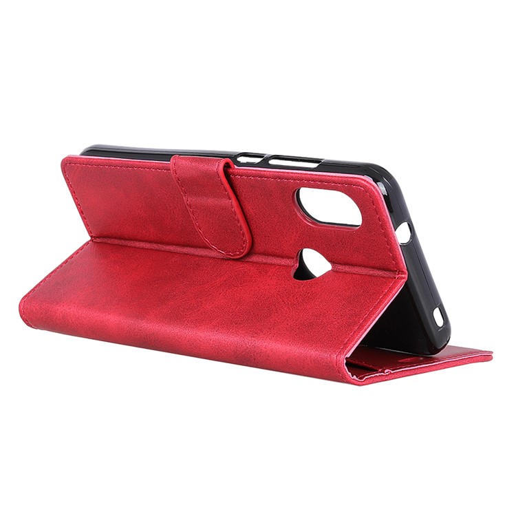 Matte Leather Flip Cover Stand Wallet Phone Case for Xiaomi Redmi note6 Pro - Red-9