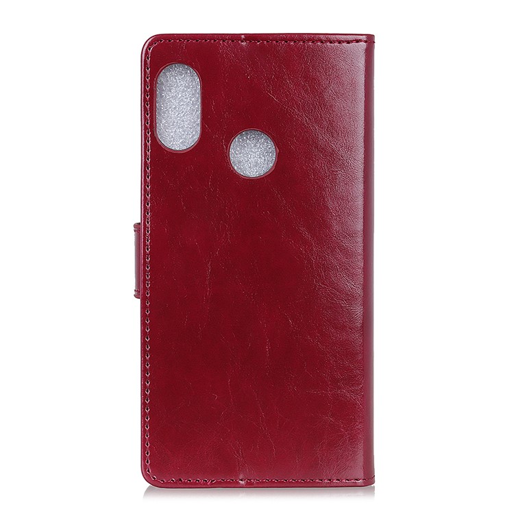 Crazy Horse Magnetic Stand Wallet Leather Mobile Phone Cover for Xiaomi Redmi Note 6 Pro - Red-3