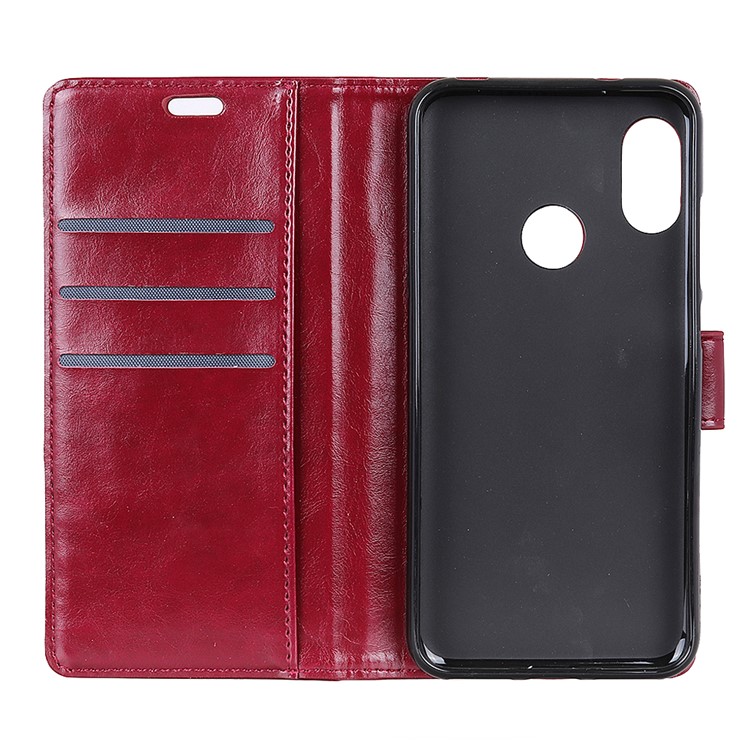 Crazy Horse Magnetic Stand Wallet Leather Mobile Phone Cover for Xiaomi Redmi Note 6 Pro - Red-4