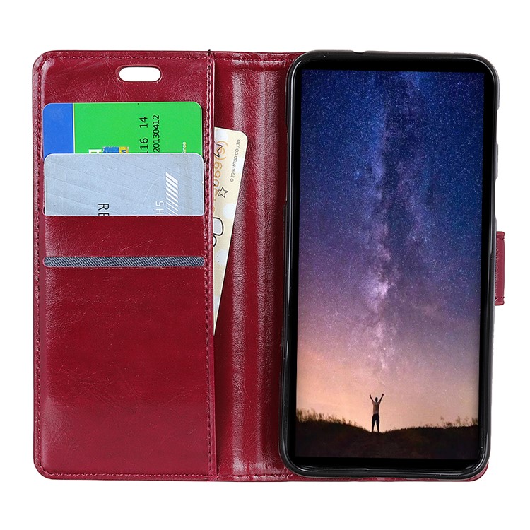 Crazy Horse Magnetic Stand Wallet Leather Mobile Phone Cover for Xiaomi Redmi Note 6 Pro - Red-5