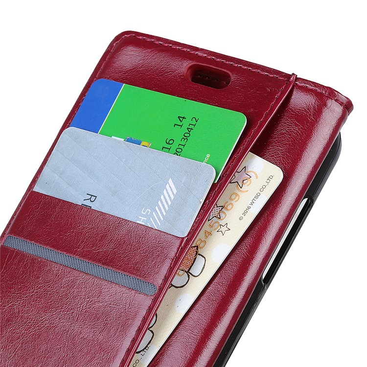 Crazy Horse Magnetic Stand Wallet Leather Mobile Phone Cover for Xiaomi Redmi Note 6 Pro - Red-6