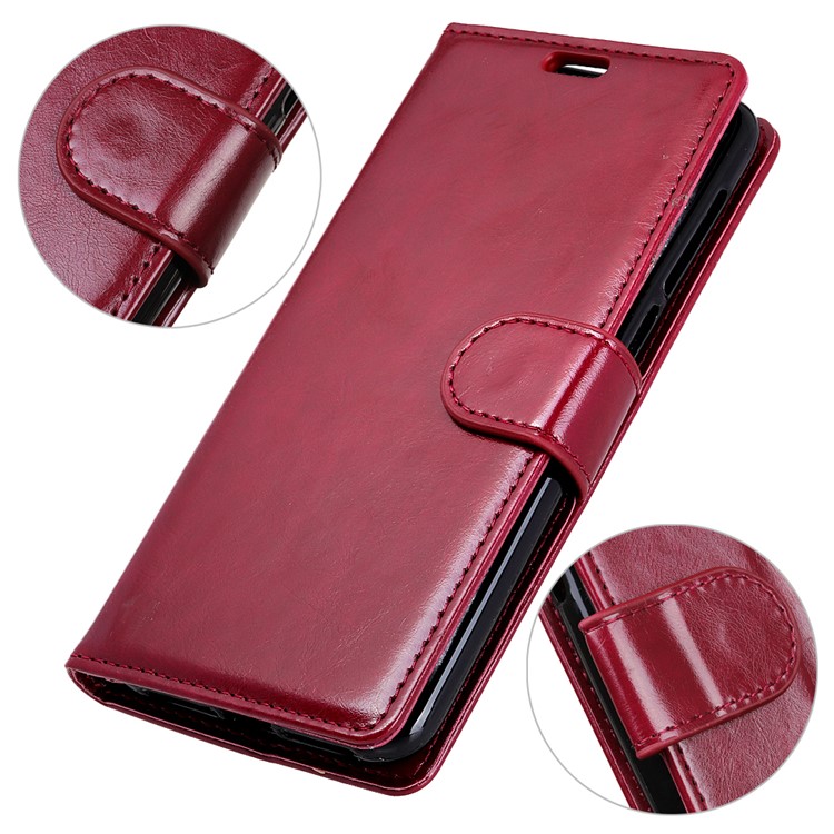 Crazy Horse Magnetic Stand Wallet Leather Mobile Phone Cover for Xiaomi Redmi Note 6 Pro - Red-7