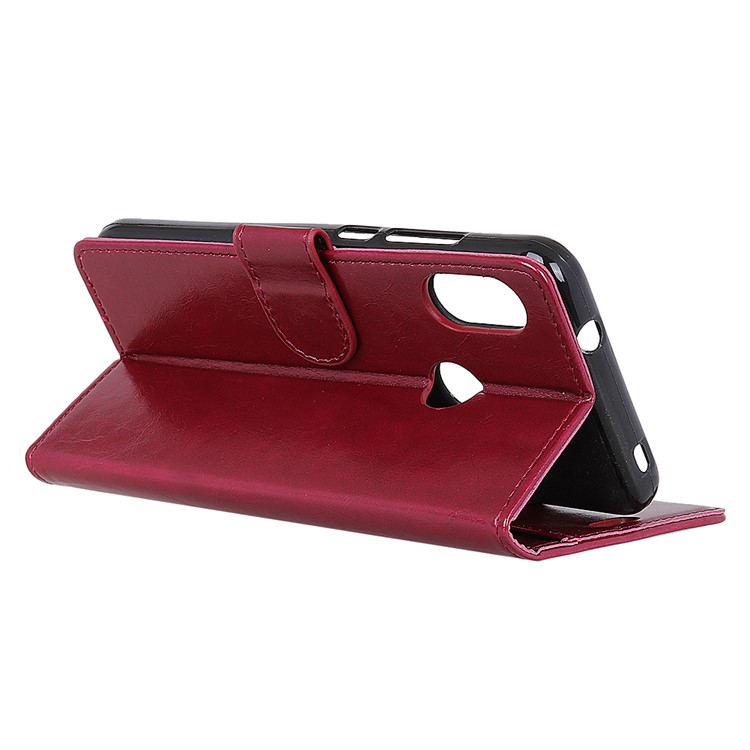 Crazy Horse Magnetic Stand Wallet Leather Mobile Phone Cover for Xiaomi Redmi Note 6 Pro - Red-8