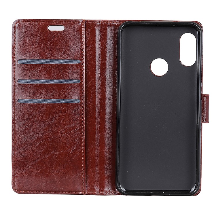 Crazy Horse Texture Magnetic Stand Wallet Leather Cell Phone Case for Xiaomi Redmi Note 6 Pro - Brown-4
