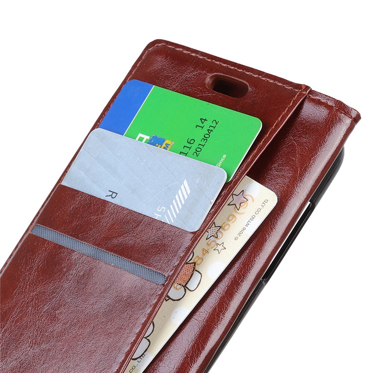 Crazy Horse Texture Magnetic Stand Wallet Leather Cell Phone Case for Xiaomi Redmi Note 6 Pro - Brown-6