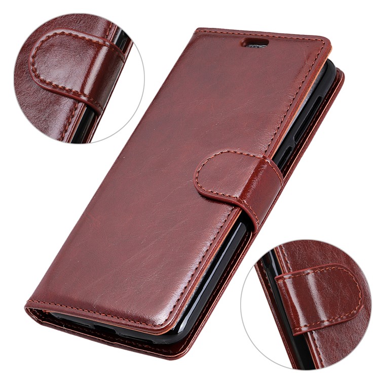 Crazy Horse Texture Magnetic Stand Wallet Leather Cell Phone Case for Xiaomi Redmi Note 6 Pro - Brown-7