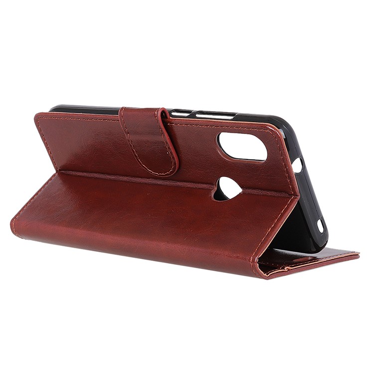Crazy Horse Texture Magnetic Stand Wallet Leather Cell Phone Case for Xiaomi Redmi Note 6 Pro - Brown-8