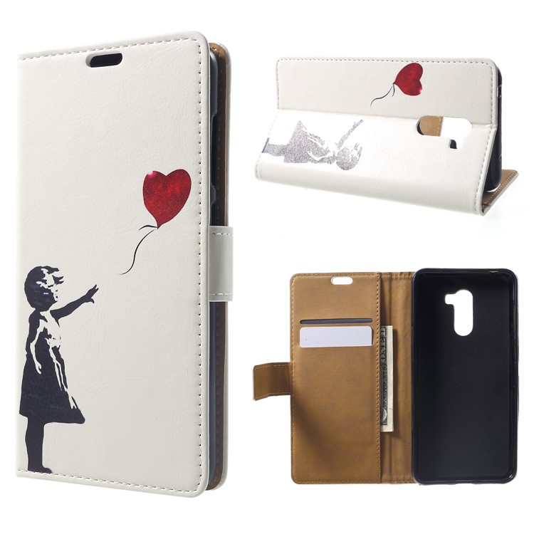 Pattern Printing Wallet Stand Leather Phone Case for Xiaomi Pocophone F1 / Poco F1 (India) - Girl Releasing Balloon-1
