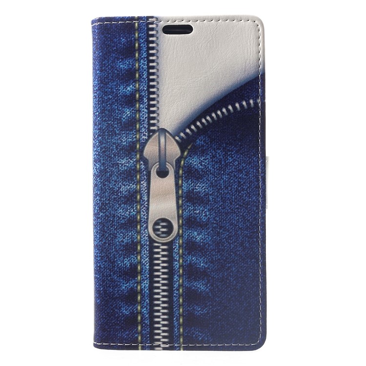 Pattern Printing Wallet Stand Leather Cell Phone Cover for Xiaomi Pocophone F1 / Poco F1 (India) - Jeans with Zipper-1