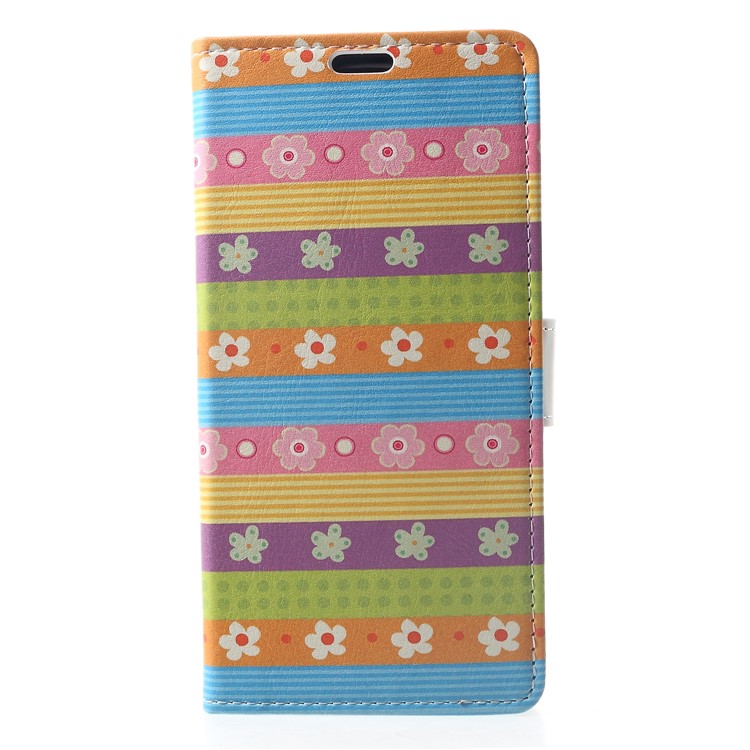 Pattern Printing Wallet Stand Leather Mobile Casing for Xiaomi Pocophone F1 / Poco F1 (India) - Colorful Stripes & Flowers-1