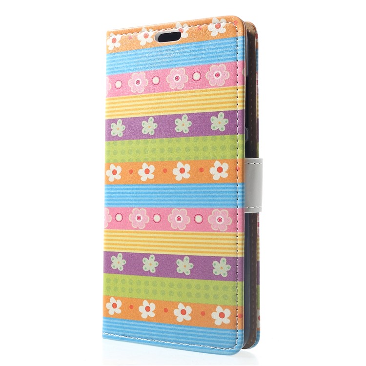 Pattern Printing Wallet Stand Leather Mobile Casing for Xiaomi Pocophone F1 / Poco F1 (India) - Colorful Stripes & Flowers-3