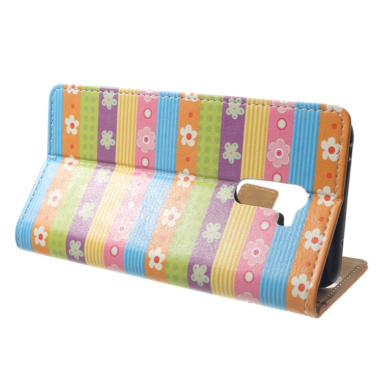 Pattern Printing Wallet Stand Leather Mobile Casing for Xiaomi Pocophone F1 / Poco F1 (India) - Colorful Stripes & Flowers-4