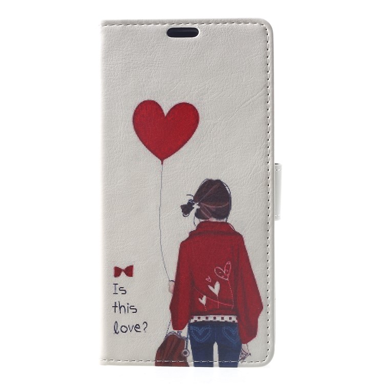 Pattern Printing Wallet Stand Leather Mobile Phone Cover for Xiaomi Pocophone F1 / Poco F1 (India) - Girl Holding Heart Balloon-1