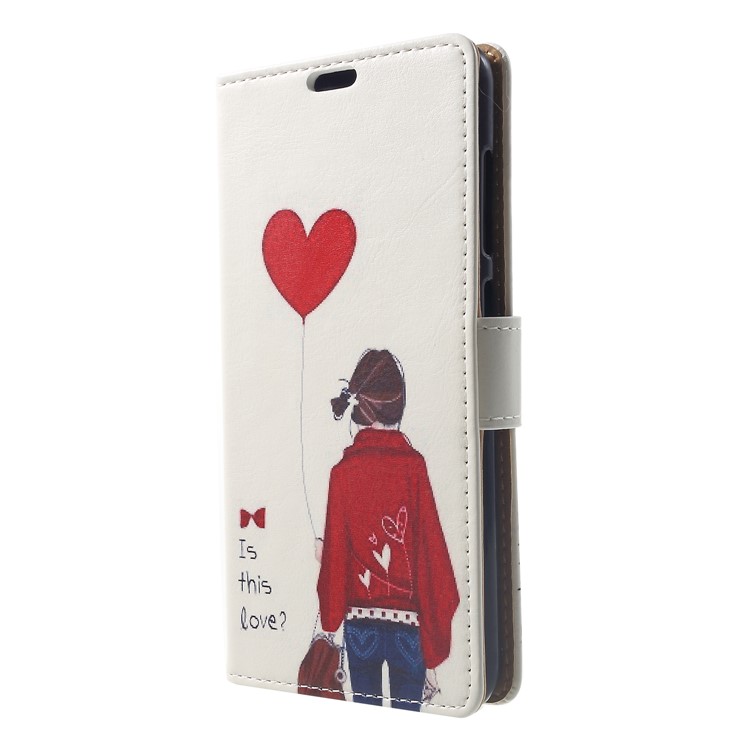 Pattern Printing Wallet Stand Leather Mobile Phone Cover for Xiaomi Pocophone F1 / Poco F1 (India) - Girl Holding Heart Balloon-3