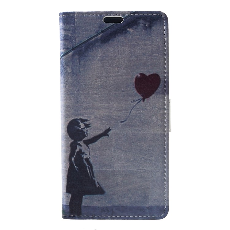 Pattern Printing Wallet Stand Leather Smartphone Cover for Xiaomi Pocophone F1 / Poco F1 (India) - Retro Girl Flying Balloon-1