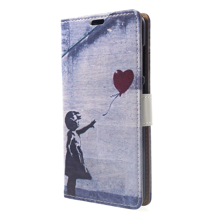 Pattern Printing Wallet Stand Leather Smartphone Cover for Xiaomi Pocophone F1 / Poco F1 (India) - Retro Girl Flying Balloon-3