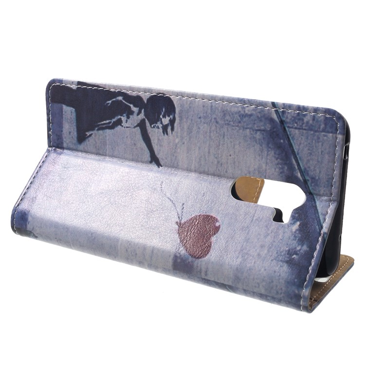 Pattern Printing Wallet Stand Leather Smartphone Cover for Xiaomi Pocophone F1 / Poco F1 (India) - Retro Girl Flying Balloon-4