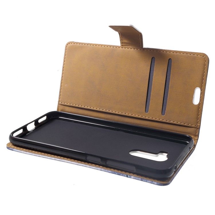 Pattern Printing Wallet Stand Leather Smartphone Cover for Xiaomi Pocophone F1 / Poco F1 (India) - Retro Girl Flying Balloon-5
