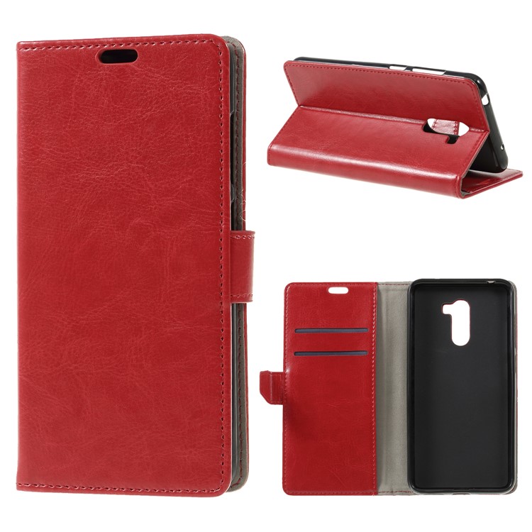 Crazy Horse Wallet Leather Stand Case for Xiaomi Pocophone F1 / Poco F1 (India) - Red-1