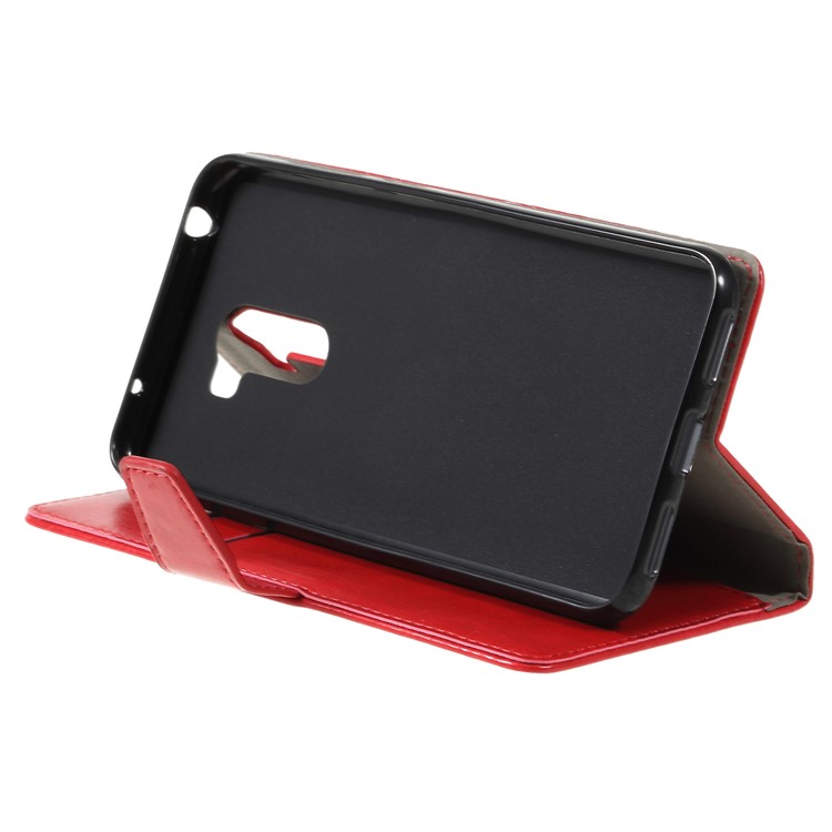 Crazy Horse Wallet Leather Stand Case for Xiaomi Pocophone F1 / Poco F1 (India) - Red-4