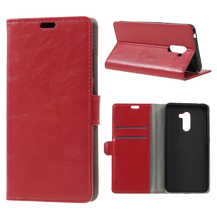 Crazy Horse Wallet Stand Leather Phone Case for Xiaomi Pocophone F1 / Poco F1 (India) - Red-1