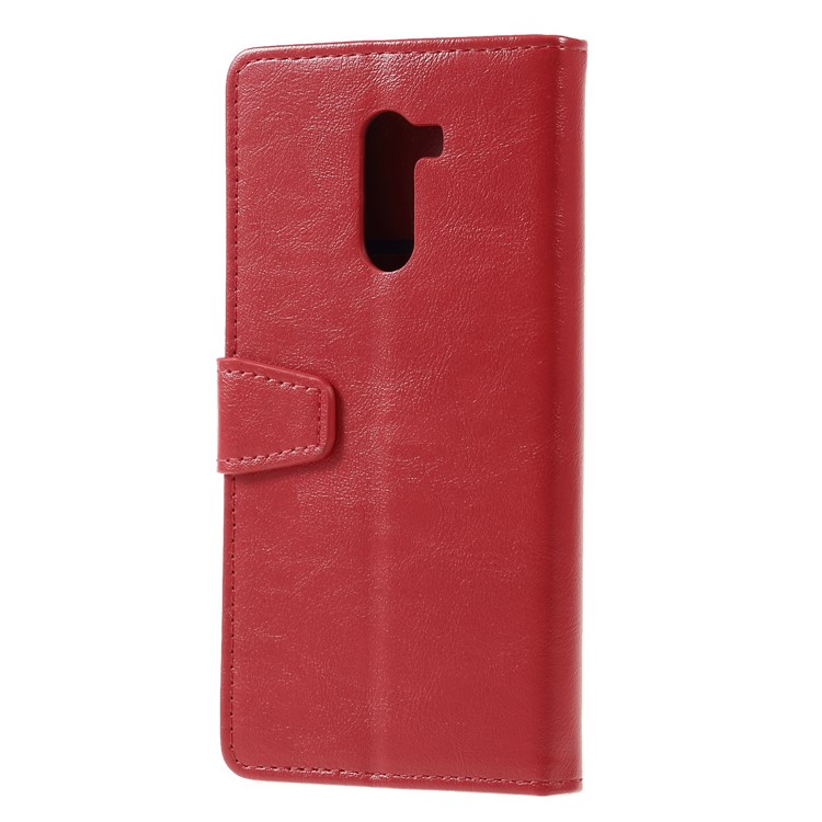 Crazy Horse Wallet Stand Leather Phone Case for Xiaomi Pocophone F1 / Poco F1 (India) - Red-2